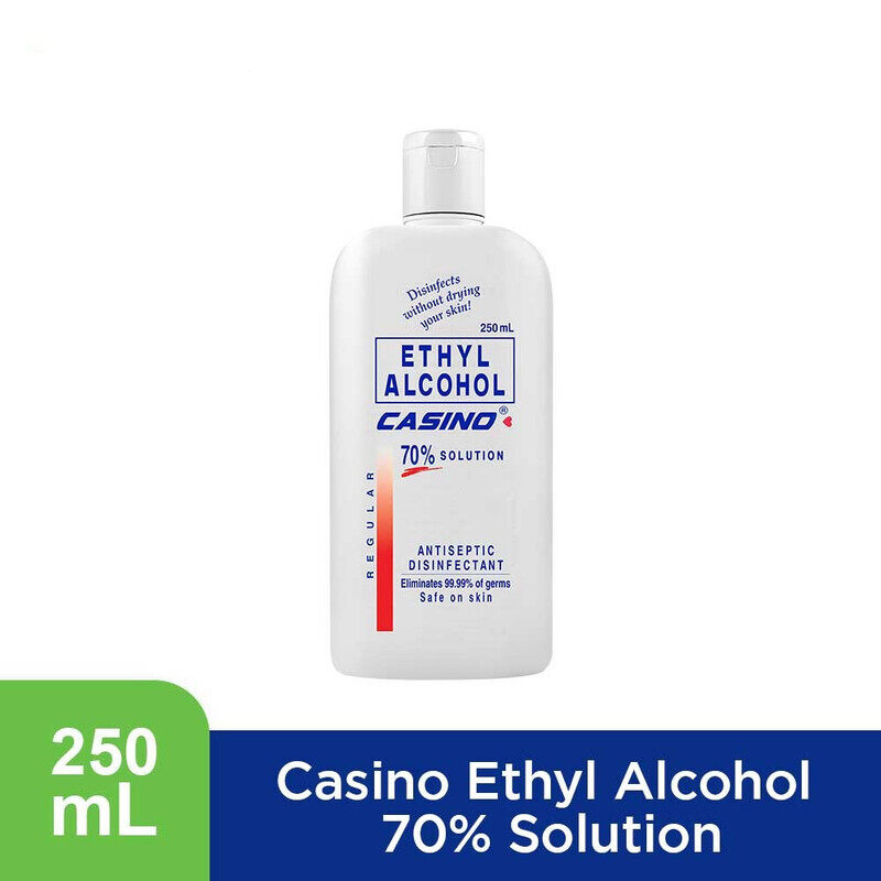 

Casino Ethyl Alcohol Regular 70percent Solution Antiseptic Disinfectant Eliminates Germs Safe on Skin Disinfects without drying your skin 250 ml