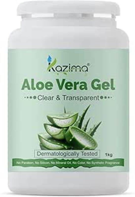 

Kazima Cosmetics 100% Natural Aloe Vera Gel Clear Transparent Skin and Hair Moisturizer Prevents Wrinkles Heals Scars Removes Dandruff 500 gms