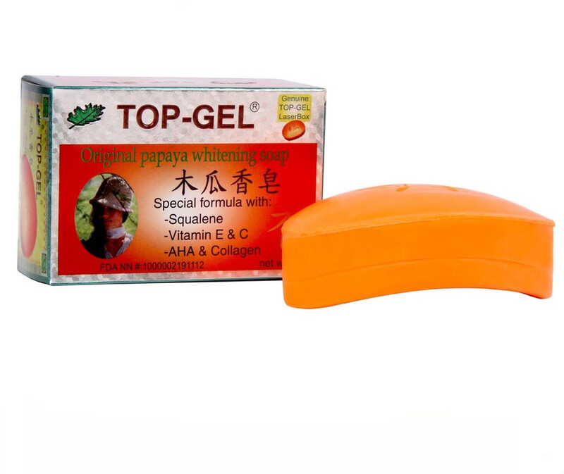 Top-Gel Original Papaya Whitening Soap - Special Formula with (Squalene, Vitamin E & C & AHA & Collagen) - Deeply Cleanes Skin - Removes Excess Oil - Makes Skin Free from Blackheads & Pimples - 145 g