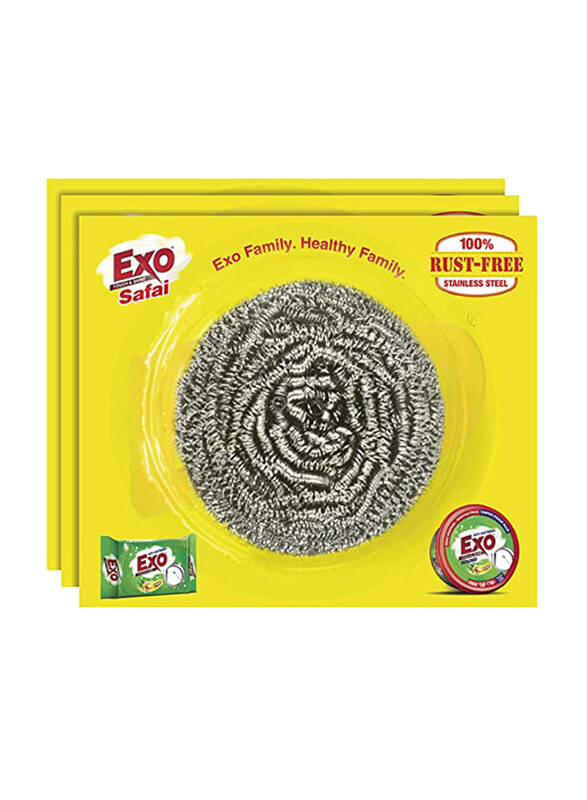 

Exo Safai Stainless Steel Scrubber, 3 Pieces
