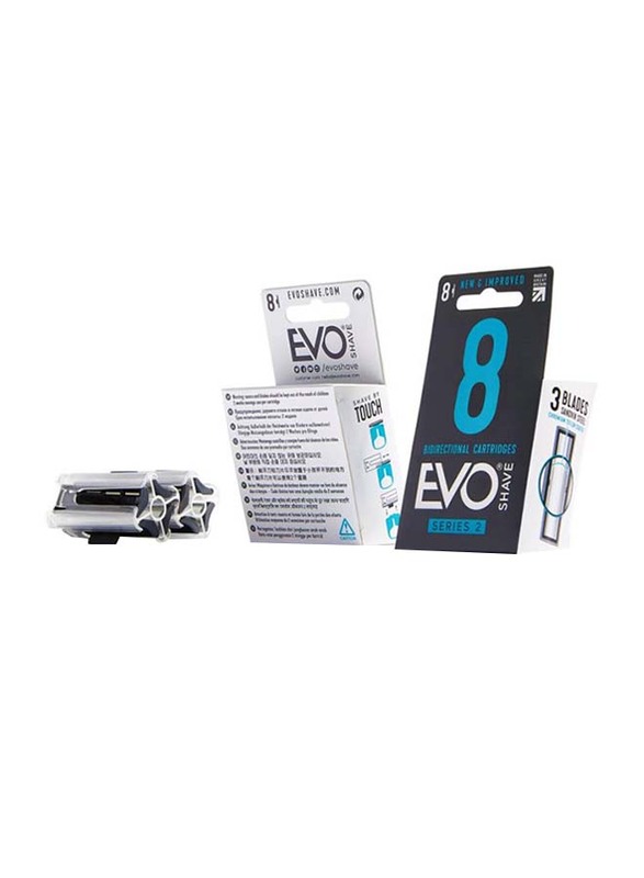 EvoShave Series Reversible 3 Blade Cartridge Refill Razor Blades, 8 Pieces