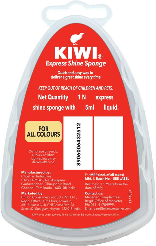 Kiwi Express Shine Sponge - For All Colours  -Travel Friendly  - Shine Sponge with 5ml Liquid