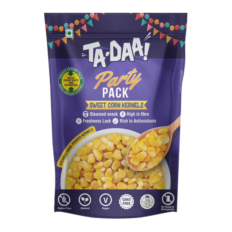 

Tadaa TA DAA Steamed Sweet Corn Kernels - Steamed Snack, High in Fibre & Anti-oxidants - Ready-to-Eat - No Preservatives & No Additives - 500 gm