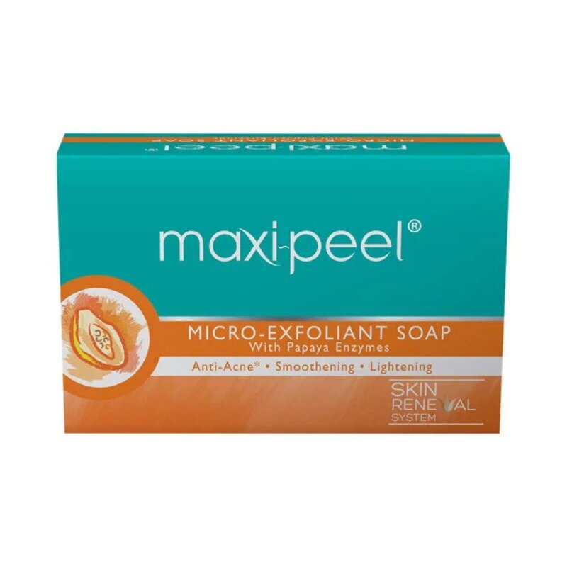 Maxi-peel Micro Exfoliant Soap with Papaya Enzymes - Anti-Acne, Smoothening & Lightening - Skin Renewal System - Blemish Free Skin - Smoother & Whiter Skin -  125 g