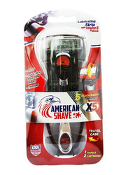 American Shave X5 - 5 Blade Razor + Trimmer, Black, 1 Piece
