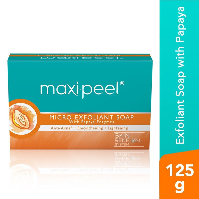 Maxi-peel Micro Exfoliant Soap with Papaya Enzymes - Anti-Acne, Smoothening & Lightening - Skin Renewal System - Blemish Free Skin - Smoother & Whiter Skin -  125 g