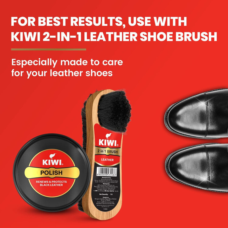 Kiwi Paste Shoe Polish Black - Enhanced Color - Glossy Finish - Easy Application - Travel-Friendly Size - 40g