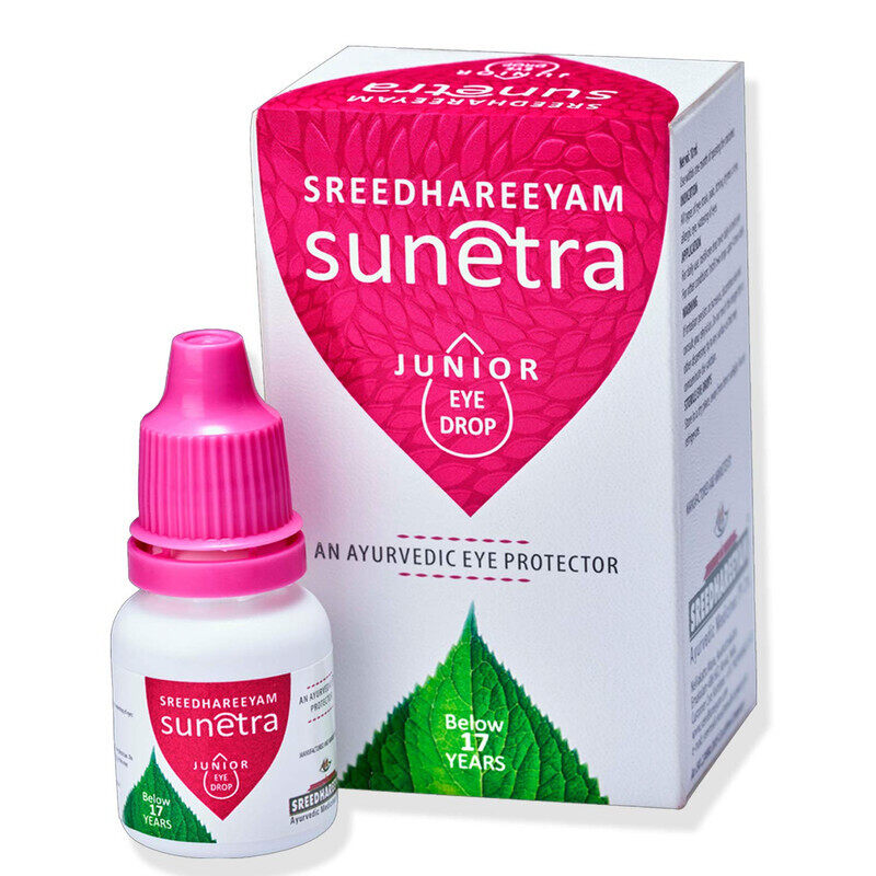 

Sreedhareeyam Sunetra Junior Eye Drop - An Ayurvedic Eye Protector - For Below 17 Years Old - For Dryness of Eye, Allergic & Itching - 10 ml