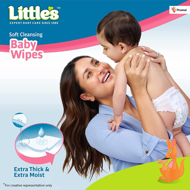 Little's Soft Cleansing Baby Wipes - With Aloe Vera, Jojoba Oil and Vitamin E - Alcohol Free, Paraben Free, pH Balance & Dermatologically Tested - 80 Wipes 440 g