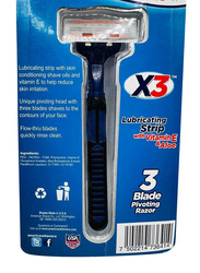 American Shave X3 - 3 Blade Pivoting Razor with 1 Cartridge, Blue/Silver, 2 Pieces