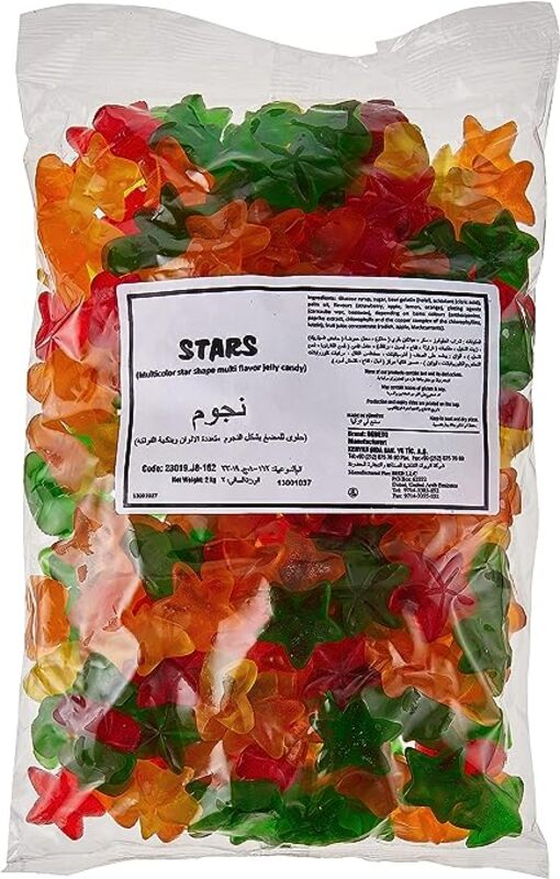 

Sweet Factory Stars 2kg - Soft and Full Delicious of Stars - Best for Any Parties & Candy Buffet - Fruity Flavors (Orange, Lemon, Green Apple & Straw