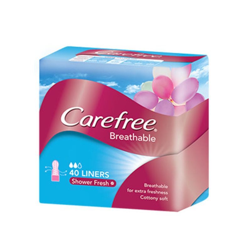 Carefree Breathable Shower Fresh - For Extra Freshness - Cottony Soft - 40 Liners