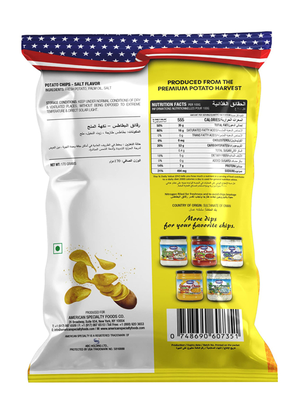 American Specialty  Potato Chips - Zero Cholesterol and Zero Transfat - Good as Snacks and Desserts - 170g