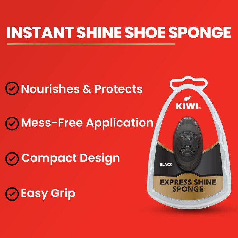 Kiwi Express Shine Sponge- For Black Colours-Travel Friendly- Shine Sponge with 5ml Liquid