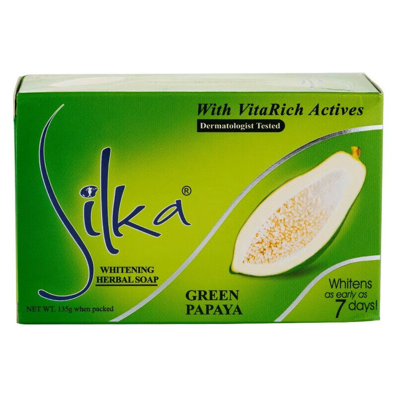 

Silka Whitening Herbal Soap Green Papaya - With VitaRich Actives - Whitens as Early as 7 Days - Eliminateds Dead Skin Cells - 135 grams