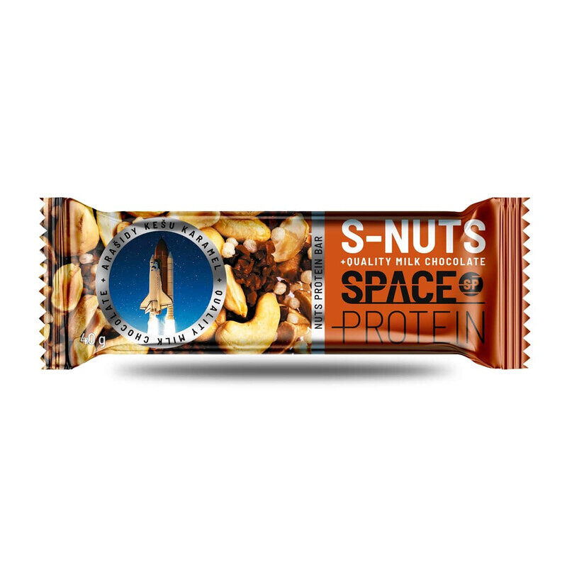 

Space Protein S-Nuts + Real Milk Chocolate - With Peanuts Cashew Caramel - Delicious and Unique Taste - 40 g