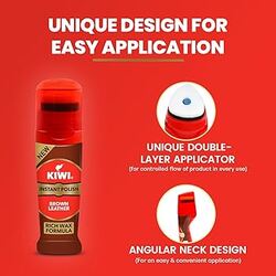 Kiwi Instant Shoe Polish Brown Leather - Wax Rich Formula - Easy to use - Shines and Protects - 75ml