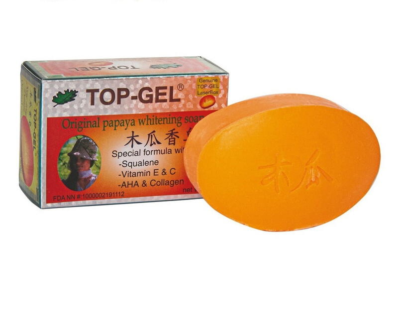 Top-Gel Original Papaya Whitening Soap - Special Formula with (Squalene, Vitamin E & C & AHA & Collagen) - Deeply Cleanes Skin - Removes Excess Oil - Makes Skin Free from Blackheads & Pimples - 145 g