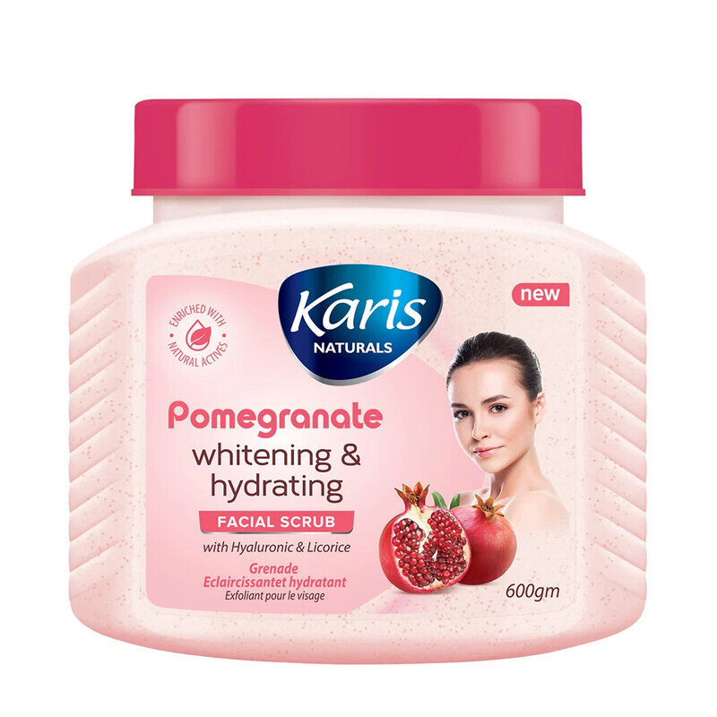 

Karis Naturals Pomegranate Whitening & Hydrating Facial Scrub - With Hyaluronic & Licorice - Revitalize & Revives Skin - Boots Whitening - 600 gm