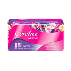 Carefree Super Dry Panty Liners Shower Fresh Scent - Irritation Free Protection - 20 Liners