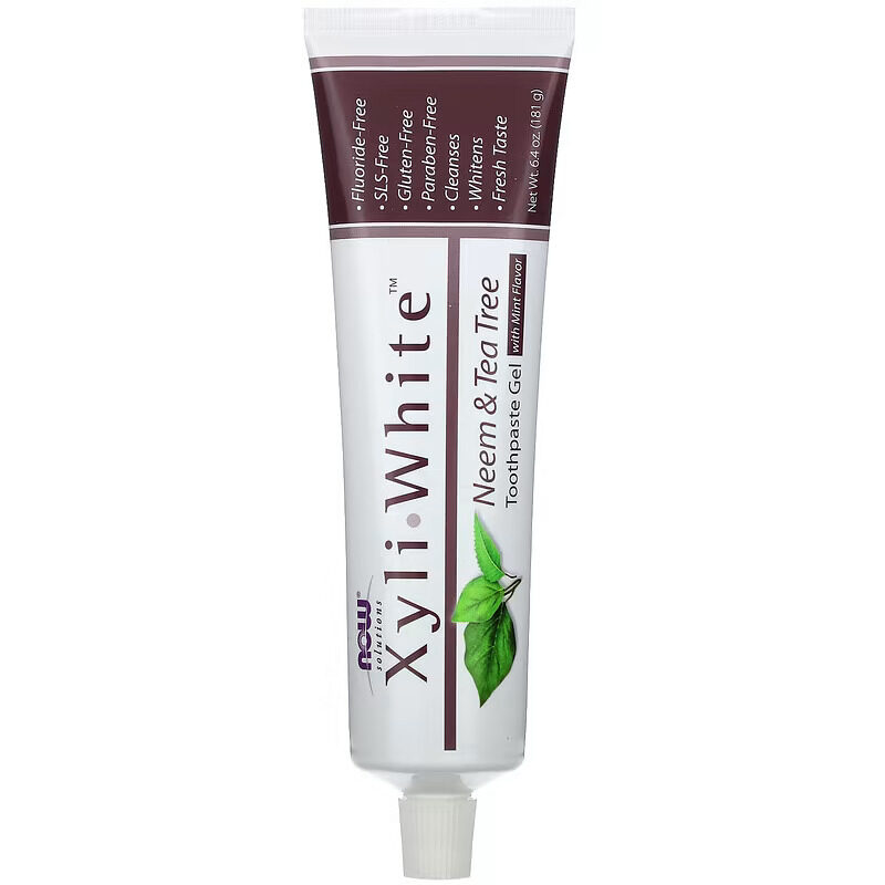 

Now Foods Xyli White Neem & Tea Tree Toothpaste Gel with Mint Flavour, Reduces Plaque, Whitens Teeth, Free from Fluoride, Gluten, SLS & Paraben, For Long Lastin