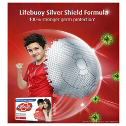 Lifebuoy 100% Stronger Germ Protection Soap  - Silver Defence Plus - Advance Formulation Cares For Your Skin - Gentle on Skin - 3x125 g + 1 Free