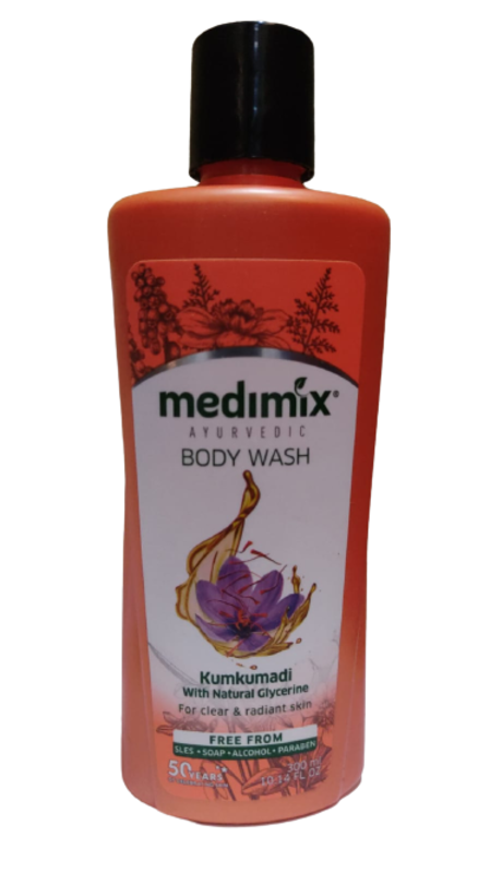 Medimix Kumkumadi Body Wash with Natural Glycerine - For Clear & Radiant Skin - Free from SLES, Soap, Alcohol & Paraben - 300 ml