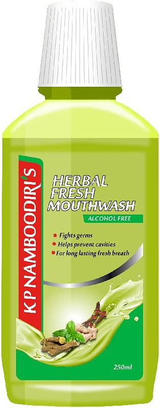 KP Namboodiri's Herbal Fresh Mouthwash - Alcohol Free - Fights Germs - Helps Prevent Cavities - For Long-lasting Fresh Breath - 250 ml