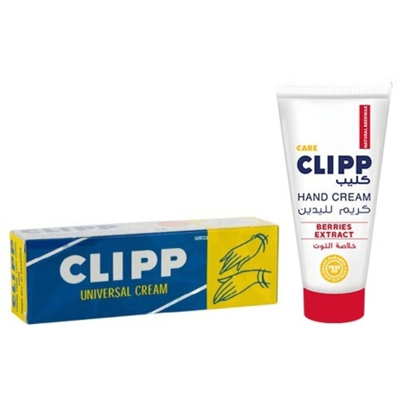 

Clipp Universal Hand Cream 62 Grams + Clipp Hand Cream Berries Extract with Natural Beeswax 75 ml Combo Pack - Alleviate Dryness - Hydration & Nourish