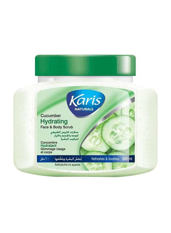 Karis Naturals Cucumber Hydrating Face & Body Scrub, 600ml