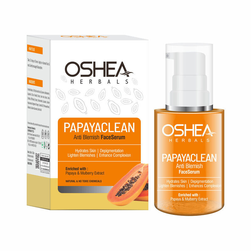 

Oshea Herbals Papaya Clean Anti Blemish Face Serum - Hydrates Skin - Depigmentation, Lighten Blemishes - With Papaya & Mulberry Extract - 30 ml