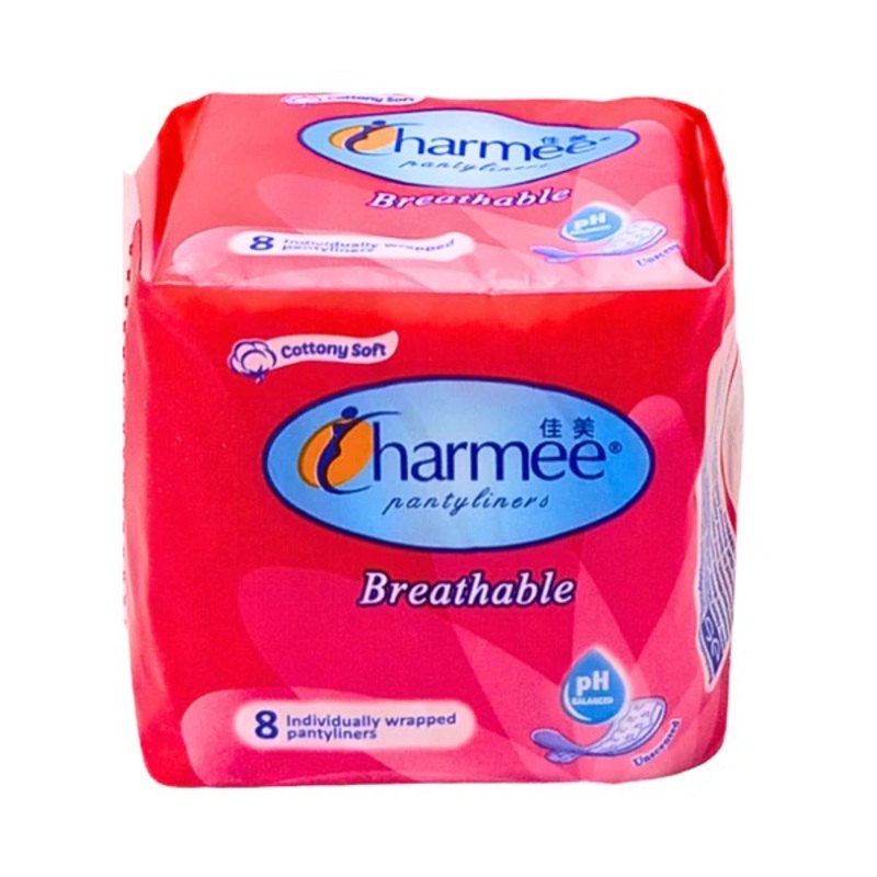 Charmee Pantyliners Breathable Unscented - Cottony Fresh - pH Balanced - 8 Liners