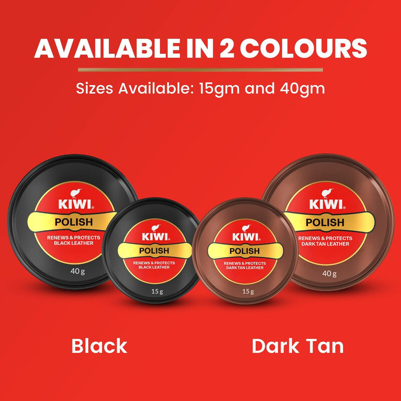 Kiwi Paste Shoe Polish Dark Tan - Enhanced Color - Glossy Finish - Easy Application - Travel-Friendly Size - 40g