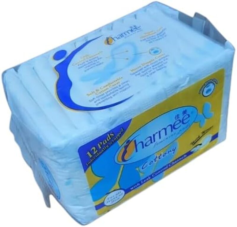 Charmee Feminine Pads - Cottony - With Wings - 12 Pads 235mm