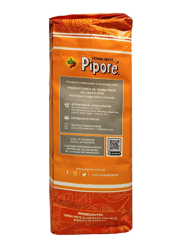 Pipore Yerba Mate Pipore Naranja Organic Original Hot and Cold Tea, 500g