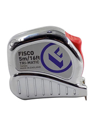 Fisco 5-Meter Trimatic Measuring Tape, Silver