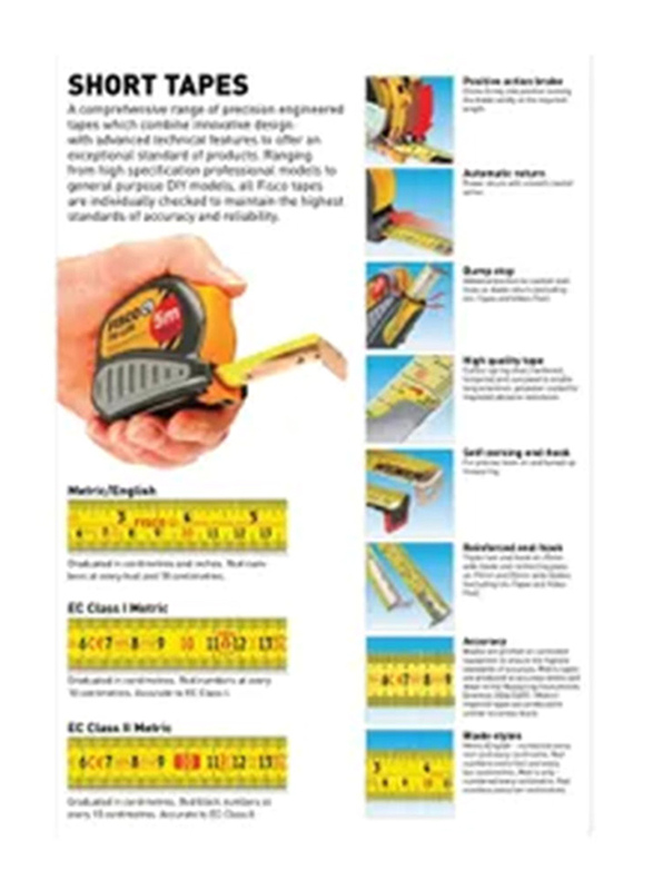 Fisco 3-Meter Unimatic Measuring Tape, Grey/Yellow