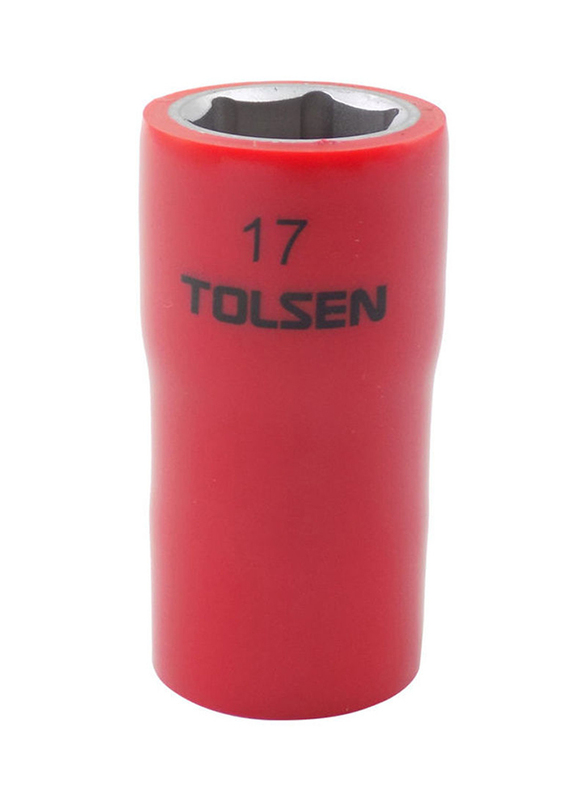 Tolsen 1/2inch x 22mm Vde Dipped Insulated Socket, Red