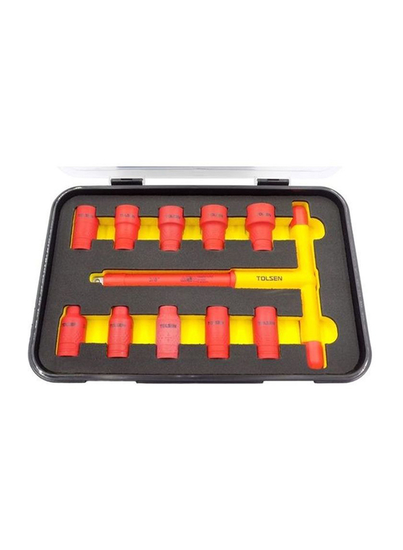 Tolsen 11-Piece Insulated Socket Set, Red/Yellow