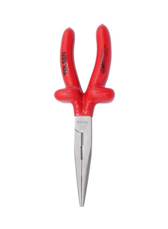 Tolsen Vde Dipped Insulated Snipe Nose Plier, Red/Grey