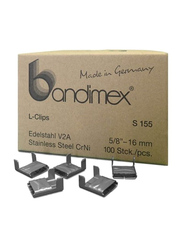 Bandimex 100-Piece Light Duty L-Clips, Silver