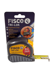 Fisco 8-Meter Trilok Measuring Tape, Grey/Yellow/Black