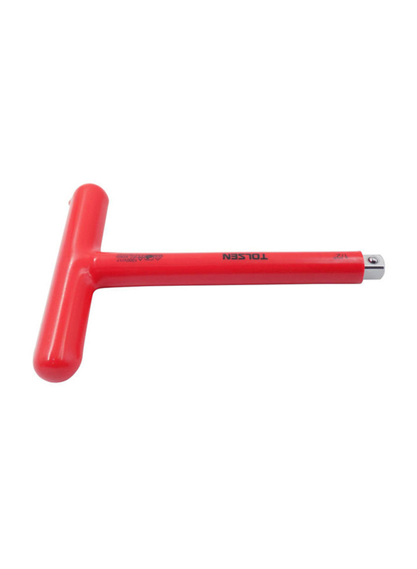 Tolsen 1/2inchx200mm Vde Dipped Insulated T-Socket Wrench, Red