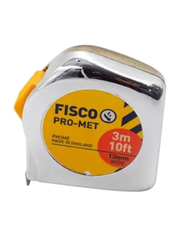 Fisco 3-Meter Pro-Met Measuring Tape, Silver/Yellow