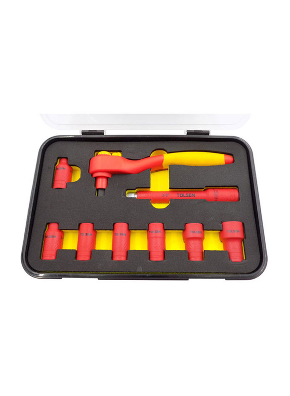 Tolsen 9-Piece Insulated Socket Set Red/Yellow