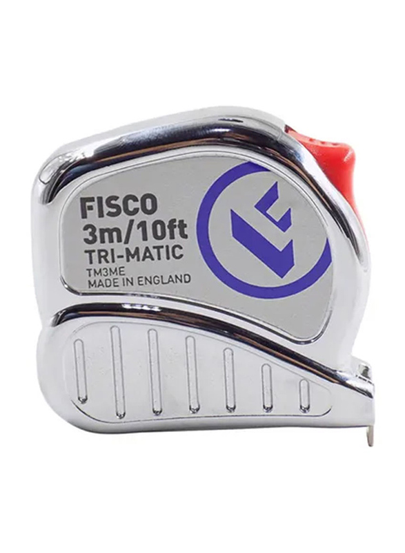 Fisco 3-Meter Trimatic Measuring Tape, Silver