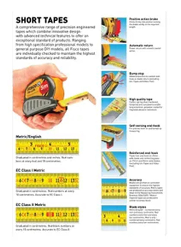 Fisco 8-Meter Proflex Measuring Tape, Black/Yellow