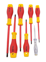 Tolsen 7-Piece Insulated Screwdriver Set, Red/Yellow