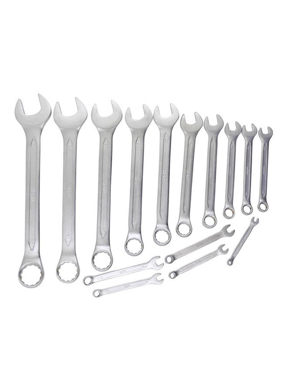 Hero 15-Piece Tools Combination Spanner Set, Silver