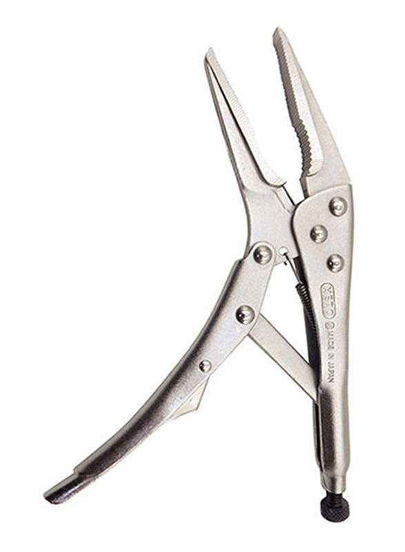 Hero 7-inch Locking Plier Long Nose, Silver